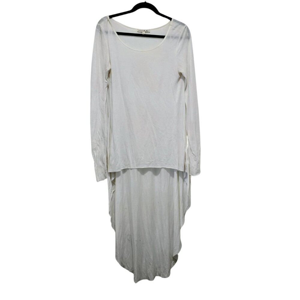 Express One Eleven White High-Low Long Sleeve Top | Size Small